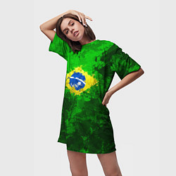 Футболка женская длинная Бразилия, цвет: 3D-принт — фото 2