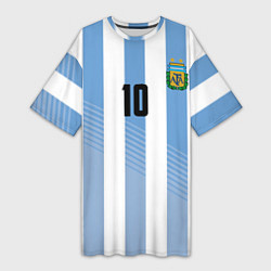 Футболка женская длинная Месси - сборная Аргентины, цвет: 3D-принт