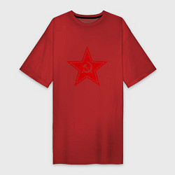 Футболка женская-платье Звезда СССР, цвет: красный
