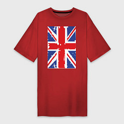 Футболка женская-платье Британский флаг, цвет: красный