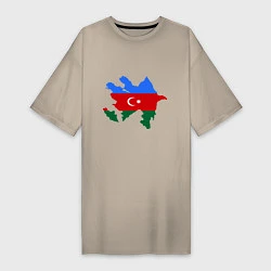 Футболка женская-платье Azerbaijan map, цвет: миндальный