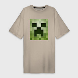 Футболка женская-платье Мinecraft creeper, цвет: миндальный