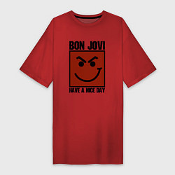 Футболка женская-платье Bon Jovi: Have a nice day, цвет: красный