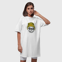 Футболка женская-платье Мопс рэпер, цвет: белый — фото 2