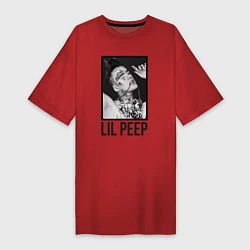 Футболка женская-платье Lil Peep: Black Style, цвет: красный