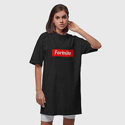 Футболка женская-платье Fortnite Supreme, цвет: черный — фото 2