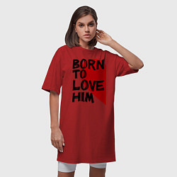 Футболка женская-платье Born to love him, цвет: красный — фото 2
