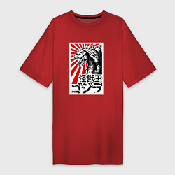 Футболка женская-платье Godzilla Poster, цвет: красный
