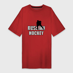 Футболка женская-платье Russian hockey, цвет: красный