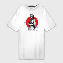 Футболка женская-платье Самурай на страже, цвет: белый