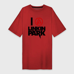 Футболка женская-платье I love Linkin Park, цвет: красный