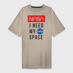 Футболка женская-платье Nasa i need my space, цвет: миндальный