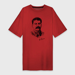 Футболка женская-платье Товарищ Сталин, цвет: красный