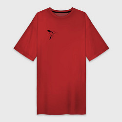 Футболка женская-платье Геометрическая птица, цвет: красный