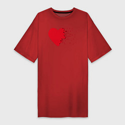Футболка женская-платье Сердце, цвет: красный