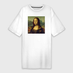 Футболка женская-платье Mona Lisa pixels, цвет: белый