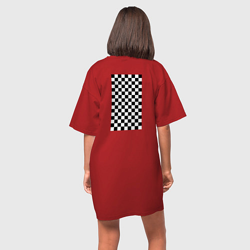 Женская футболка-платье Шахматный пол / Красный – фото 4