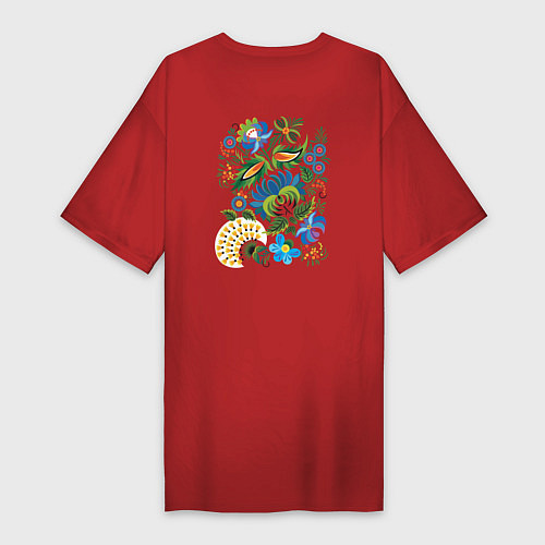 Женская футболка-платье Славянский орнамент / Красный – фото 2