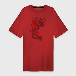 Футболка женская-платье Японский Дракон, цвет: красный