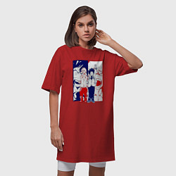 Футболка женская-платье Мидория и Бакуго фанфик, цвет: красный — фото 2
