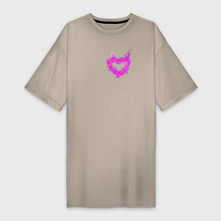 Футболка женская-платье Розовое Огненное Сердце, цвет: миндальный