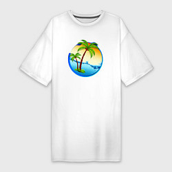 Футболка женская-платье Palm beach, цвет: белый
