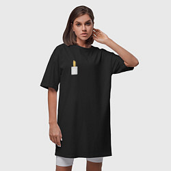 Футболка женская-платье Кошачья лапка в кармане 01, цвет: черный — фото 2