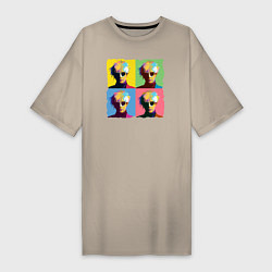 Футболка женская-платье Коллаж Художника Andy Warhol, цвет: миндальный