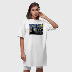 Футболка женская-платье Годзилла Ван Гога, цвет: белый — фото 2