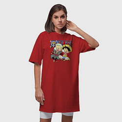 Футболка женская-платье Малыши Зоро и Луффи One Piece, цвет: красный — фото 2
