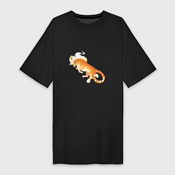 Футболка женская-платье Тигр солнца, цвет: черный