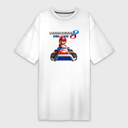 Футболка женская-платье Марио крутой гонщик, цвет: белый