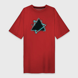 Футболка женская-платье Треугольник неон, цвет: красный