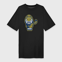 Футболка женская-платье Тигр Охотник, цвет: черный