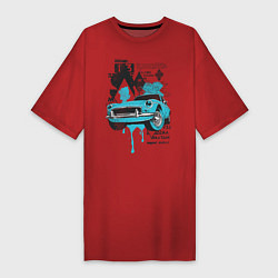 Футболка женская-платье Vintage Cars, цвет: красный