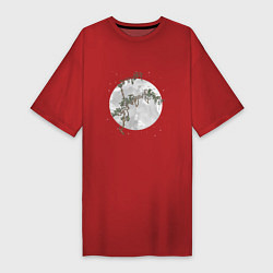 Женская футболка-платье Дерево под луной в китайском стиле
