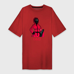 Футболка женская-платье Девушка Игра в кальмара, цвет: красный
