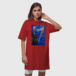 Футболка женская-платье Stonks, investor, цвет: красный — фото 2