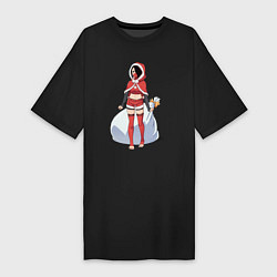 Футболка женская-платье Christmas Girl, цвет: черный