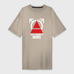 Футболка женская-платье 30 Seconds To Mars Logo, цвет: миндальный