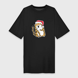 Женская футболка-платье Удивленный новогодний тигр