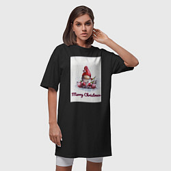 Футболка женская-платье Рождественский гномик, цвет: черный — фото 2