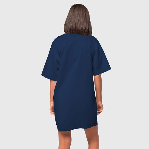 Женская футболка-платье Девушка в чашке кофе / Тёмно-синий – фото 4