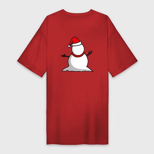 Женская футболка-платье Двухсторонний снеговик / Красный – фото 2