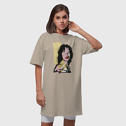 Футболка женская-платье Andy Warhol - Mick Jagger pop art, цвет: миндальный — фото 2