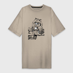 Женская футболка-платье Тигр-самурай