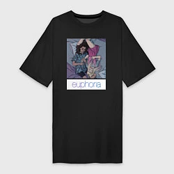 Женская футболка-платье Сериал Euphoria - Ру и Джулс