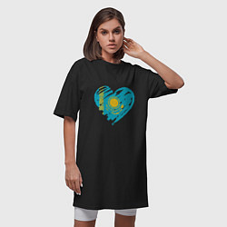Футболка женская-платье Kazakhstan Heart, цвет: черный — фото 2