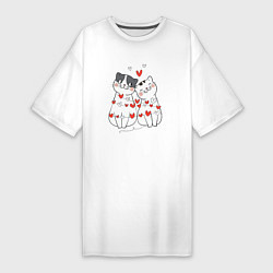 Женская футболка-платье ВЛЮБЛЕННЫЕ КОТИКИ Любовь как у котиков