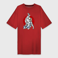 Футболка женская-платье Боевые искусства космонавтов, цвет: красный
